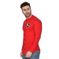 Tfurnish Red Cotton Blend Solid Long Sleeves Casual Shirts For Men-thumb2