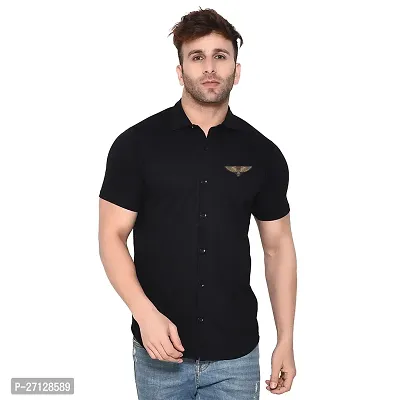 Stylish Cotton Blend Short  Sleeves Shirt For Men-thumb0