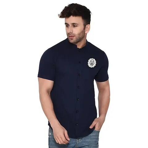 Tfurnish Blend Solid Short Sleeves Casual Shirts For Men