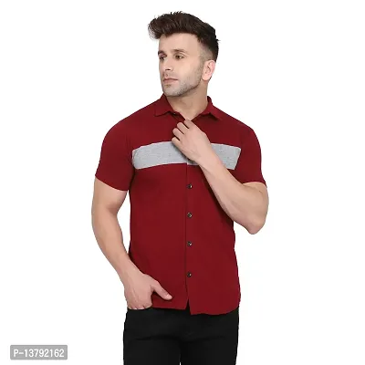 Men's Short Sleeves Spread Shirt (Maroon)_S-thumb0