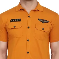 Men's Short Sleeves Spread Shirt (Mustard)_S-thumb4