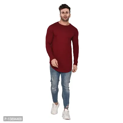 Men's Long Sleeves Round Neck Tees ( Maroon )_S-thumb4