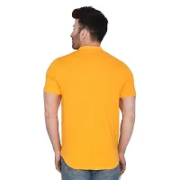 Tfurnish Yellow Cotton Blend Solid Short Sleeves Casual Shirts For Men-thumb1