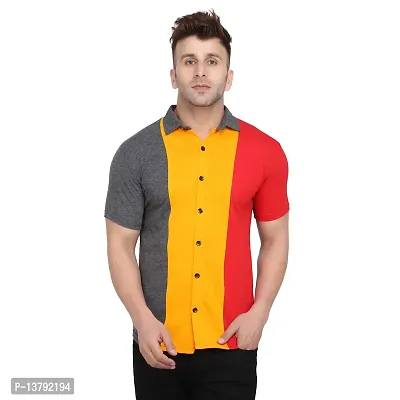 Men's Short Sleeves Spread Shirt (Multi)_S