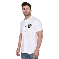 Tfurnish White Cotton Blend Solid Short Sleeves Casual Shirts For Men-thumb2