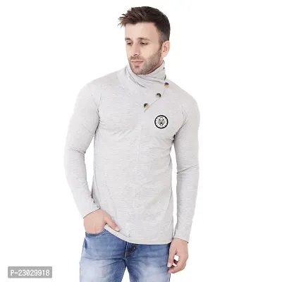 Men's Full Sleeves High Neck Tees ( Silver )_S