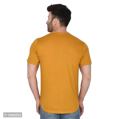 Tfurnish Gold Cotton Blend Solid Short Sleeves Casual Shirts For Men-thumb2