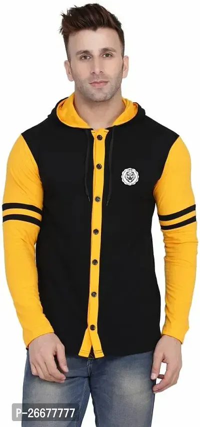 Stylish Cotton Blend Colourblocked Yellow Long Sleeves Shirt For Men