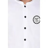 Tfurnish White Cotton Blend Solid Long Sleeves Casual Shirts For Men-thumb4