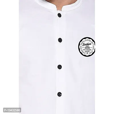 Tfurnish White Cotton Blend Solid Long Sleeves Casual Shirts For Men-thumb5