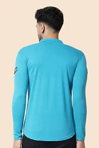 Men's Long Sleeves Spread Collar Shirt (Turquoise)_S-thumb1