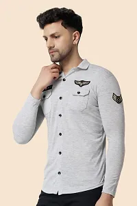Men's Long Sleeves Spread Collar Shirt (Silver)_S-thumb2