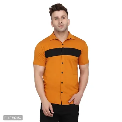 Men's Short Sleeves Spread Shirt (Mustard)_S-thumb0