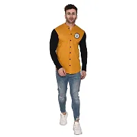 Tfurnish Gold Cotton Blend Solid Long Sleeves Casual Shirts For Men-thumb3