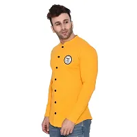 Tfurnish Yellow Cotton Blend Solid Long Sleeves Casual Shirts For Men-thumb2