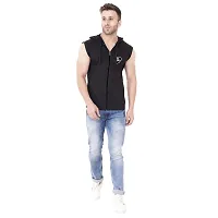 Men's Sleeveless Hooded Tees ( Black )_S-thumb3