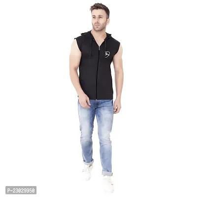 Men's Sleeveless Hooded Tees ( Black )_S-thumb4