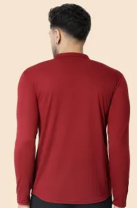 Tfurnish Maroon Cotton Blend Solid Long Sleeves Casual Shirts For Men-thumb1