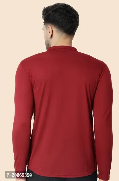 Tfurnish Maroon Cotton Blend Solid Long Sleeves Casual Shirts For Men-thumb2