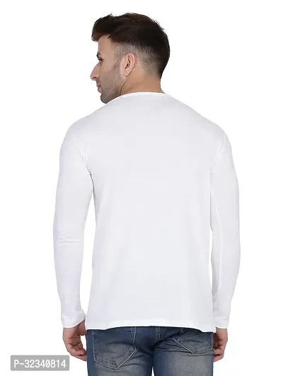 Stylish Cotton Blend White Solid Tees For Men-thumb2