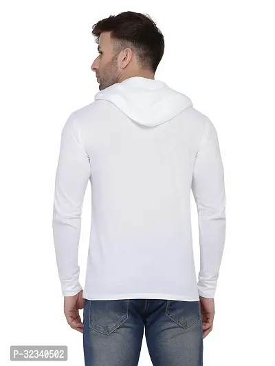 Stylish Cotton Blend White Solid Tees For Men-thumb2