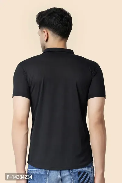 Men's Short Sleeves Spread Collar Shirt (Black)_S-thumb2