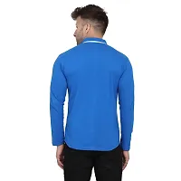 Tfurnish Blue Cotton Blend Solid Long Sleeves Casual Shirts For Men-thumb1