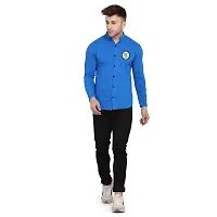 Tfurnish Blue Cotton Blend Solid Long Sleeves Casual Shirts For Men-thumb1