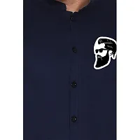 Tfurnish Navy Blue Cotton Blend Solid Short Sleeves Casual Shirts For Men-thumb4