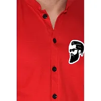 Tfurnish Red Cotton Blend Solid Short Sleeves Casual Shirts For Men-thumb4