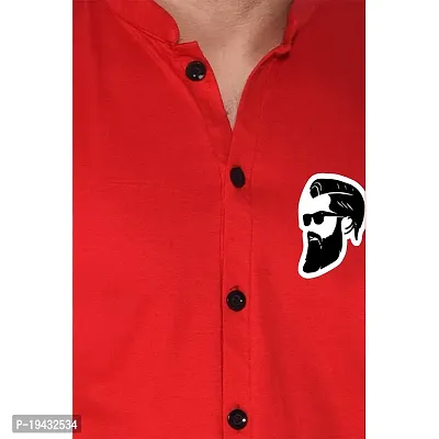 Tfurnish Red Cotton Blend Solid Short Sleeves Casual Shirts For Men-thumb5