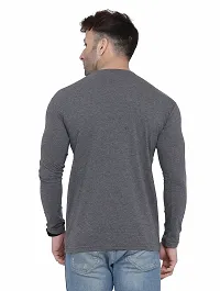 Stylish Cotton Blend Grey Solid Tees For Men-thumb1