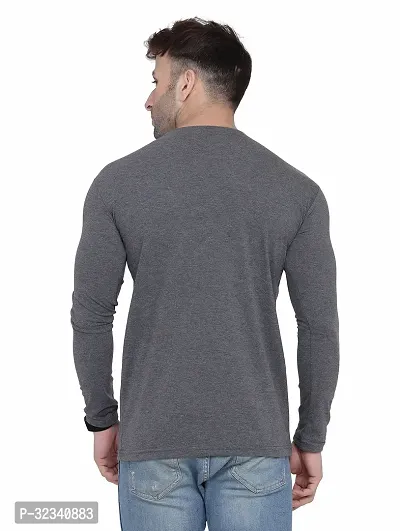 Stylish Cotton Blend Grey Solid Tees For Men-thumb2