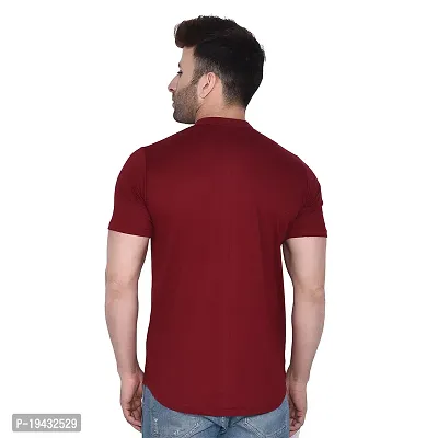 Tfurnish Maroon Cotton Blend Solid Short Sleeves Casual Shirts For Men-thumb2