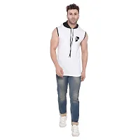 Men's Sleeveless Hooded Tees ( White )_S-thumb3