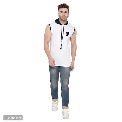 Men's Sleeveless Hooded Tees ( White )_S-thumb4