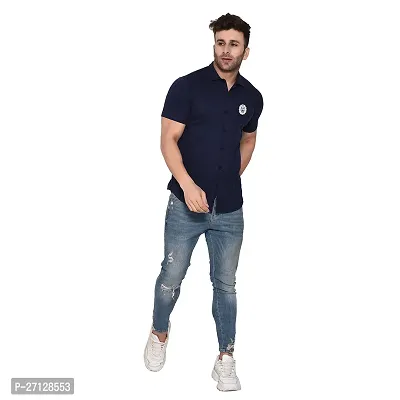 Stylish Cotton Blend Short  Sleeves Shirt For Men-thumb4