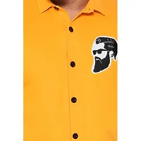 Tfurnish Yellow Cotton Blend Solid Short Sleeves Casual Shirts For Men-thumb4