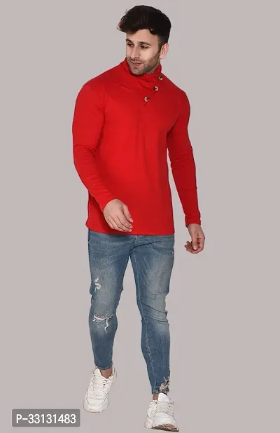 Stylish Cotton Blend Red Printed Tees For Men-thumb5