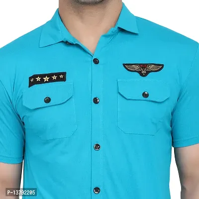 Men's Short Sleeves Spread Shirt (Turquoise)_S-thumb5