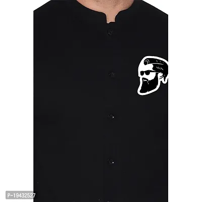 Tfurnish Black Cotton Blend Solid Short Sleeves Casual Shirts For Men-thumb5