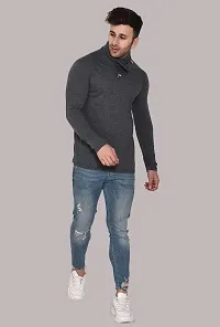 Stylish Cotton Blend Grey Printed Tees For Men-thumb4