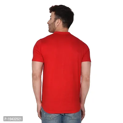 Tfurnish Red Cotton Blend Solid Short Sleeves Casual Shirts For Men-thumb2