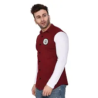 Tfurnish Maroon Cotton Blend Solid Long Sleeves Casual Shirts For Men-thumb2