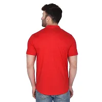 Tfurnish Red Cotton Blend Solid Short Sleeves Casual Shirts For Men-thumb1