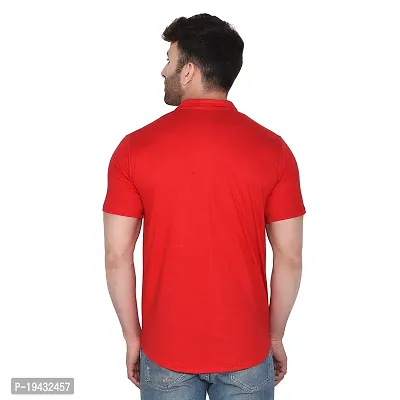 Tfurnish Red Cotton Blend Solid Short Sleeves Casual Shirts For Men-thumb2