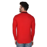 Tfurnish Red Cotton Blend Solid Long Sleeves Casual Shirts For Men-thumb1