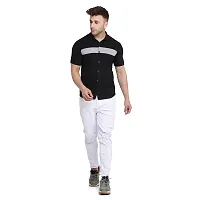 Men's Short Sleeves Spread Shirt (Black)_S-thumb3