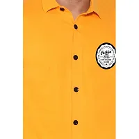 Tfurnish Yellow Cotton Blend Solid Long Sleeves Casual Shirts For Men-thumb4