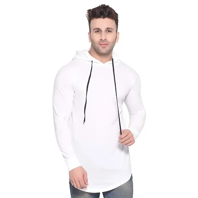 Blisstone Men's Slim Fit Hooded T-Shirt (791_S_White_Small)